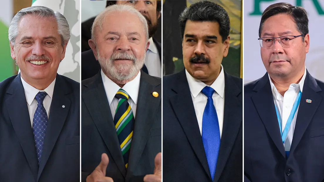 Los presidentes de Argentina, Alberto Fernández; Brasil, Lula da Silva; Venezuela, Nicolás Maduro; y Bolivia, Luis Arce
