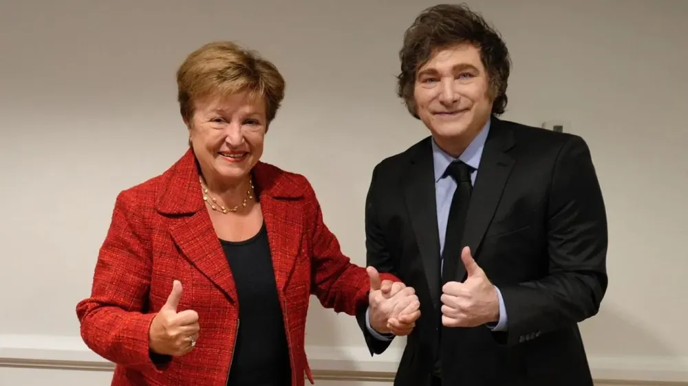 Kristalina Ivanova Gueorguíeva-Kinova y Javier Gerardo Milei.