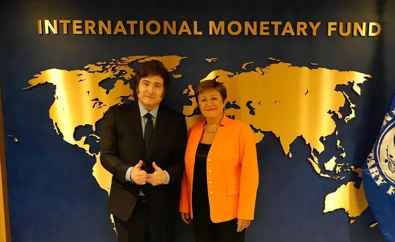 Javier Gerardo Milei y Kristalina Ivanova Gueorguíeva-Kinova.
